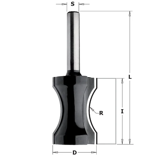 CMT 85411 Contractor Convex Edge Bit, 13/16-inch Diameter, 23/32-inch Radius, 1/4-inch Shank
