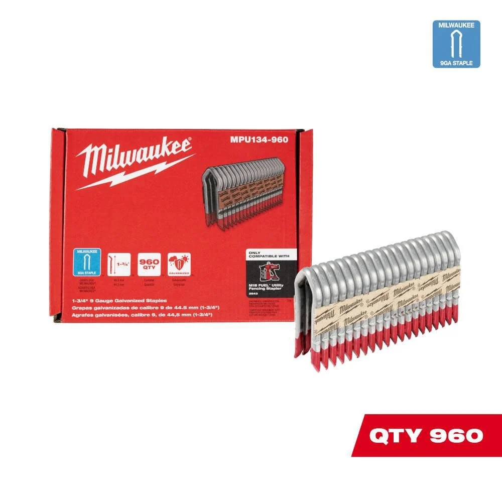 Milwaukee MPU134-960 1.75 Inch 9 Gauge Galvanized Staples