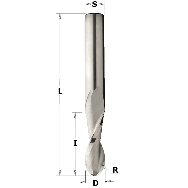 CMT 199.509.11 Carbide Upcut Ball Nose Spiral Bit, 5/8-In