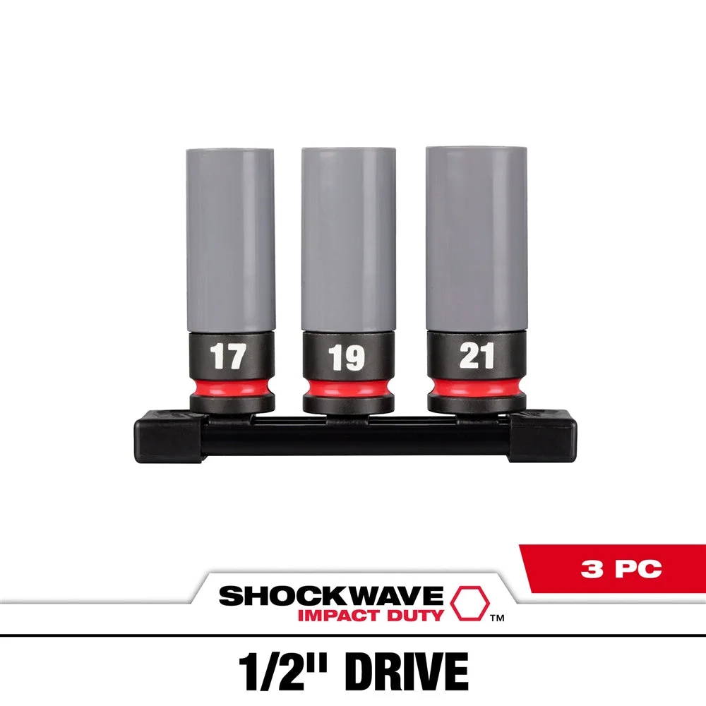 Milwaukee 49-66-7830 SHOCKWAVE Impact Duty 1/2 Drive Metric 3PC Lug Nut Wheel Socket Set