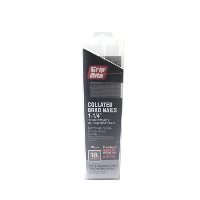 PrimeSource MAXB64899 1-1/4-inch 316 Stainless Steel 18-gauge Brad Nail, 500 per Belt Clip