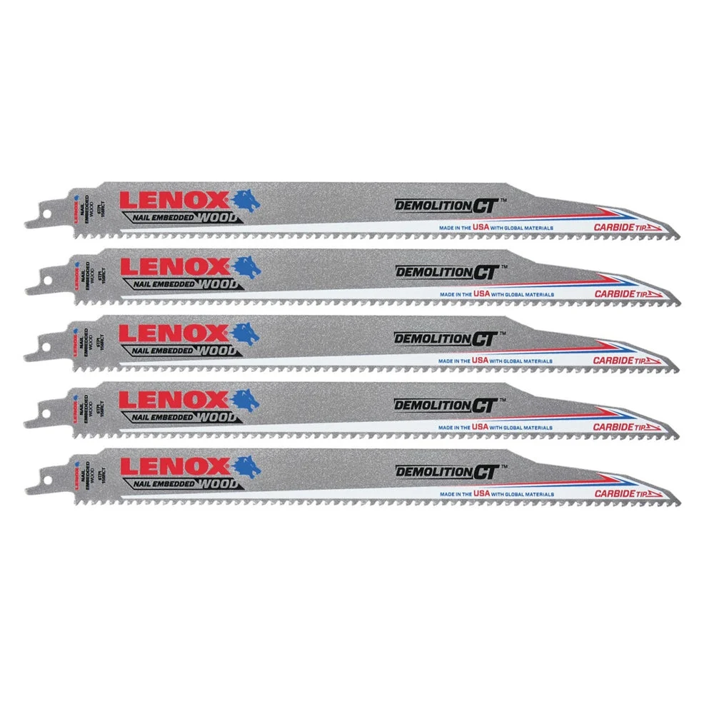 Lenox 1832147 5 Pack 12-in 6-TPI Carbide Recipro Blade