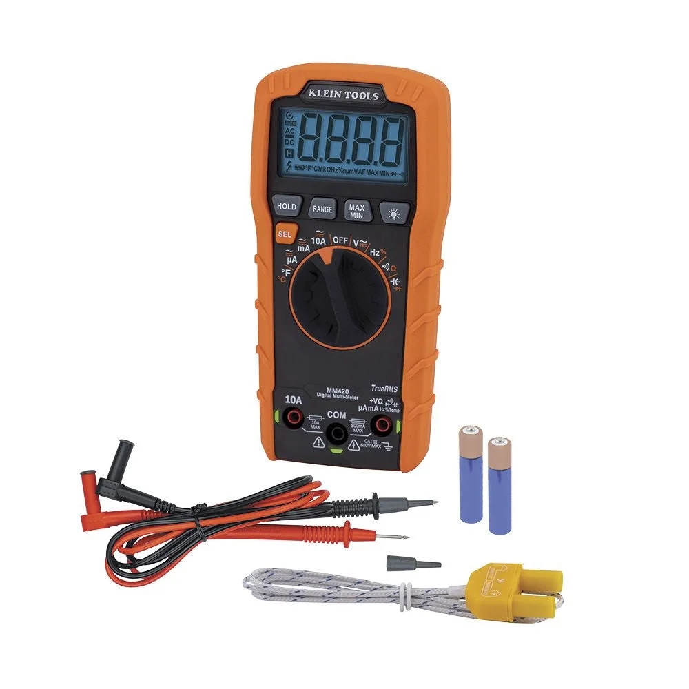 Klein MM420 Multimeter, TRMS Auto, 600V, Temp