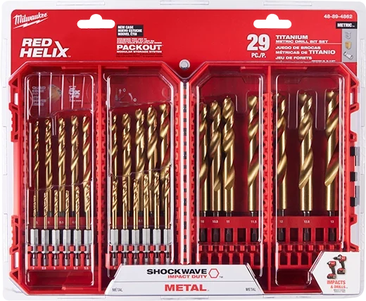 Milwaukee 48-89-4862 SHOCKWAVE Impact Duty RED HELIX Titanium Metric Drill Bit Set - 29PC