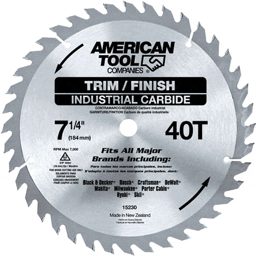 Irwin 15230ZR 7-1/4 In. 40-Tooth Classic Series Portable Corded Carbide Saw Blade