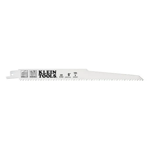 Klein 31751 9'' Reciprocating Saw Blades, 6 TPI, 5 Pk