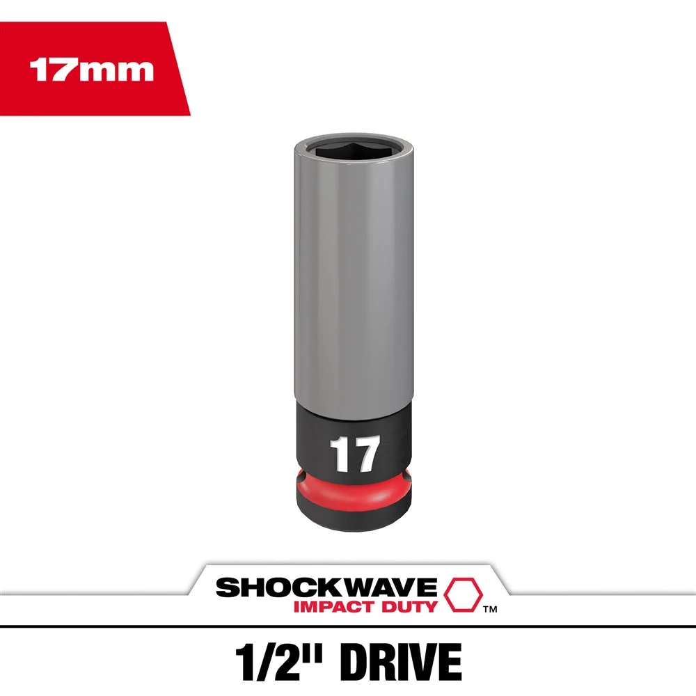 Milwaukee 49-66-7802 SHOCKWAVE Impact Duty 1/2 Drive 17MM Metric Lug Nut Wheel Socket