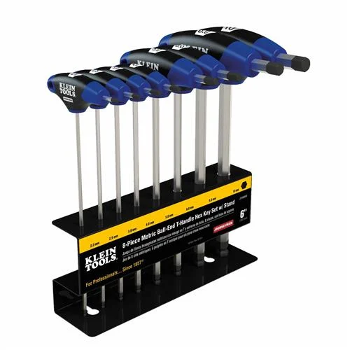 Klein Tools JTH68MB 8 pc 6'' (152 mm) Metric Ball-End Journeyman T-Handle Set with Stand
