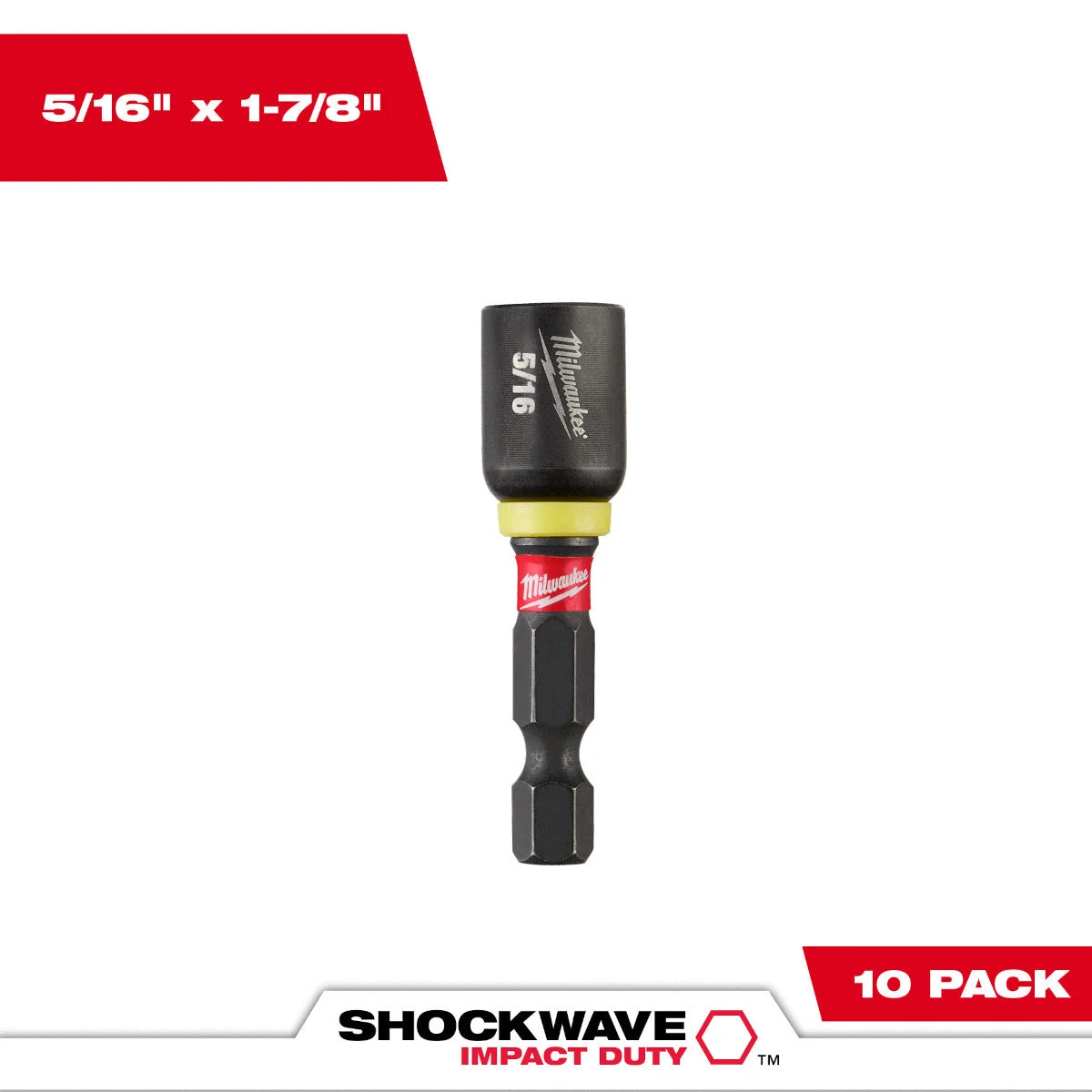 Milwaukee 49-66-0503 SHOCKWAVE Impact Duty 5/16" x 1-7/8" Magnetic Nut Driver 10PK