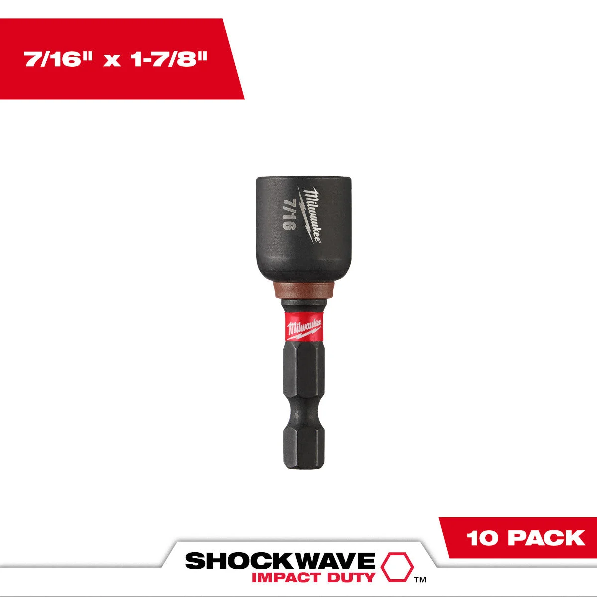 Milwaukee 49-66-0506 SHOCKWAVE Impact Duty 7/16" x 1-7/8" Magnetic Nut Driver 10PK