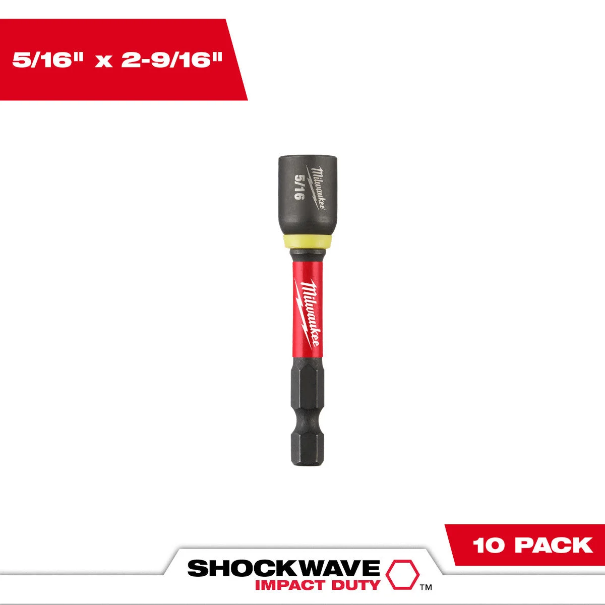 Milwaukee 49-66-0533 SHOCKWAVE Impact Duty 5/16" x 2-9/16" Magnetic Nut Driver 10PK