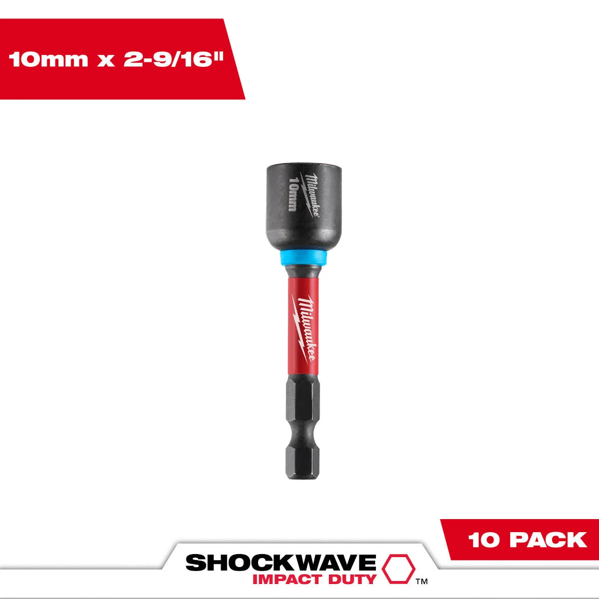 Milwaukee 49-66-0710 SHOCKWAVE Impact Duty 10MM x 2-9/16" Magnetic Nut Driver 10PK