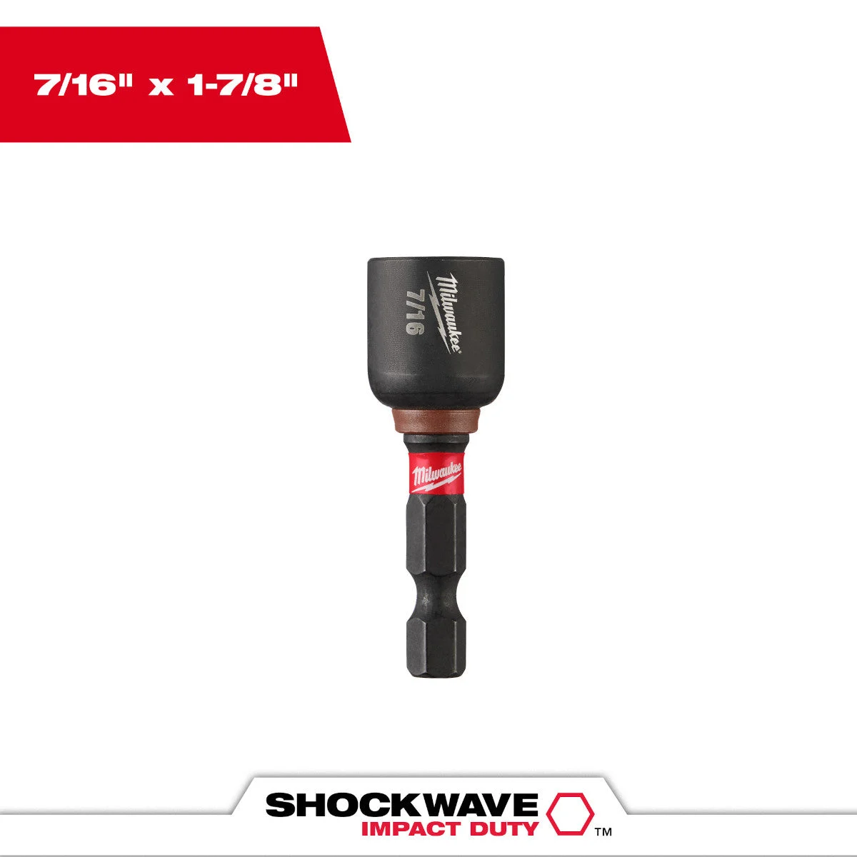 Milwaukee 49-66-4706 SHOCKWAVE Impact Duty 7/16" x 1-7/8" Magnetic Nut Driver BULK 10
