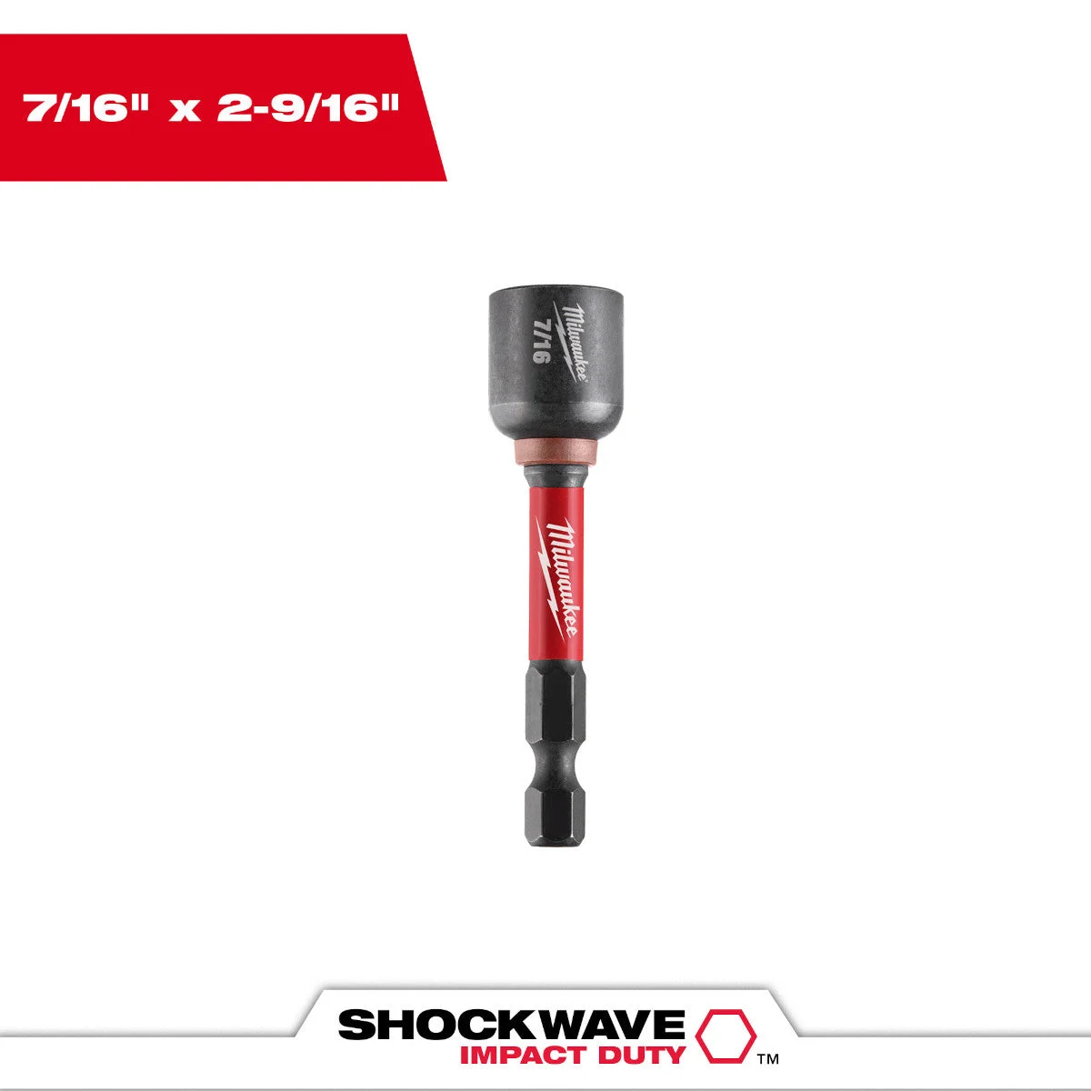 Milwaukee 49-66-4736 SHOCKWAVE Impact Duty 7/16" x 2-9/16" Magnetic Nut Driver BULK 10