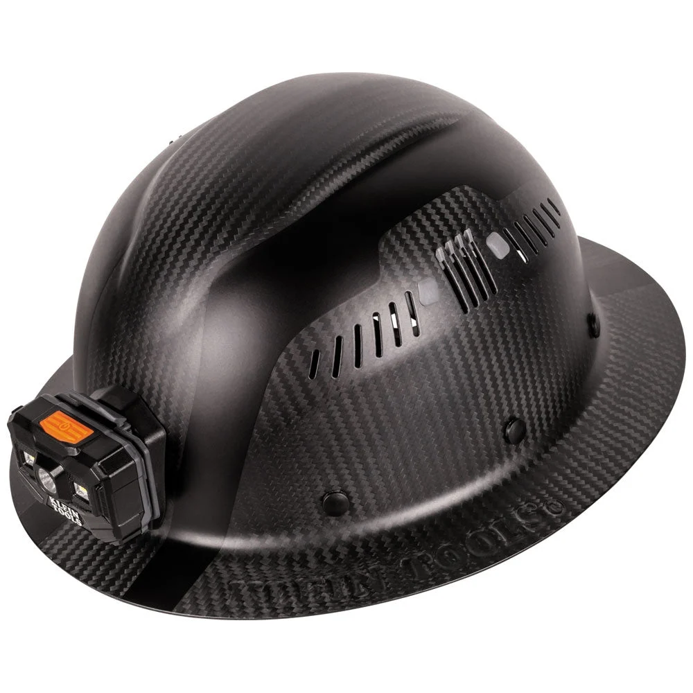 Klein Tools Klein Carbon Fiber Full Brim Hard Hat with Headlamp, Titan