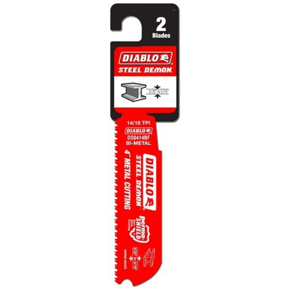 Diablo Tools 4" 14/18Tpi Bi-Metal Reciprocating Saw Blades For Medium Metal (2-Pack)