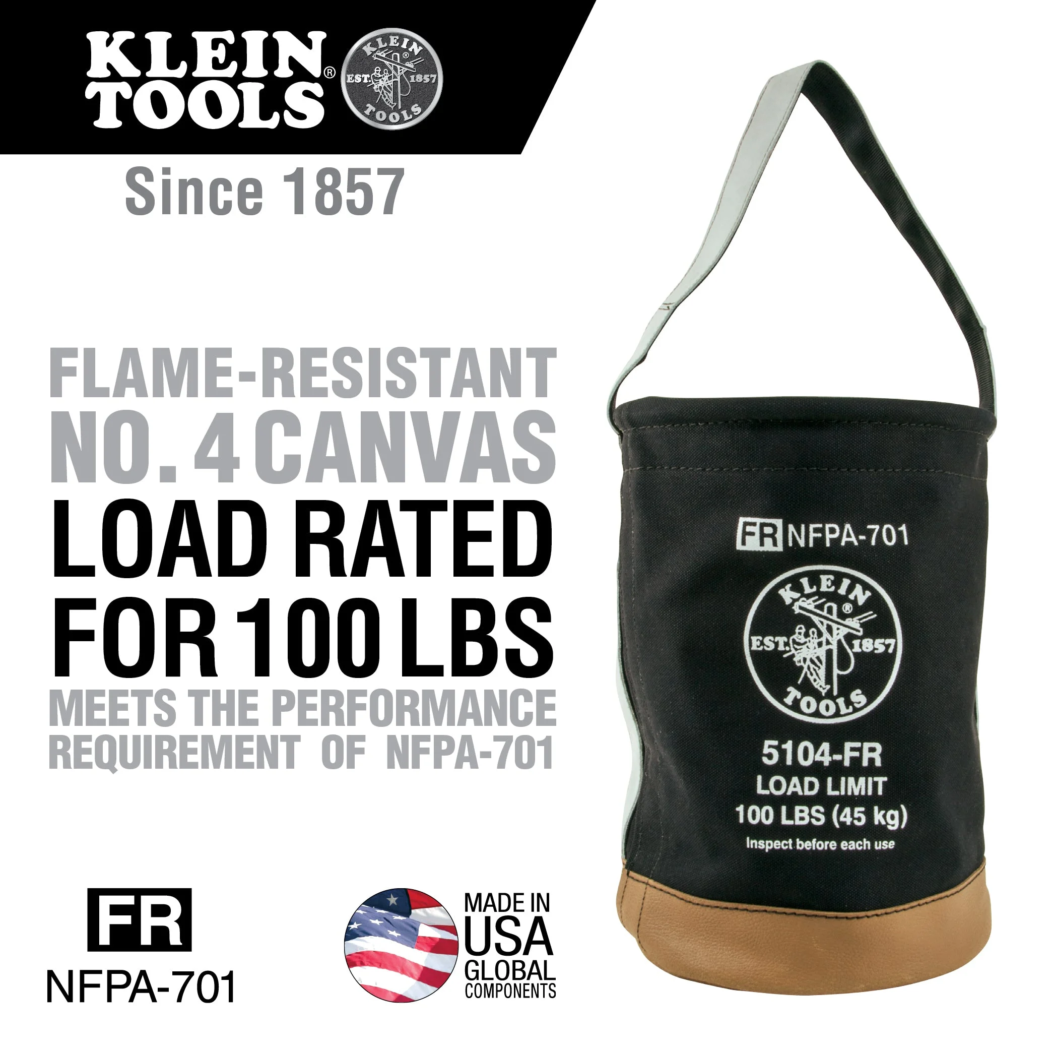Klein 5104FR Flame Resistant Canvas Bucket