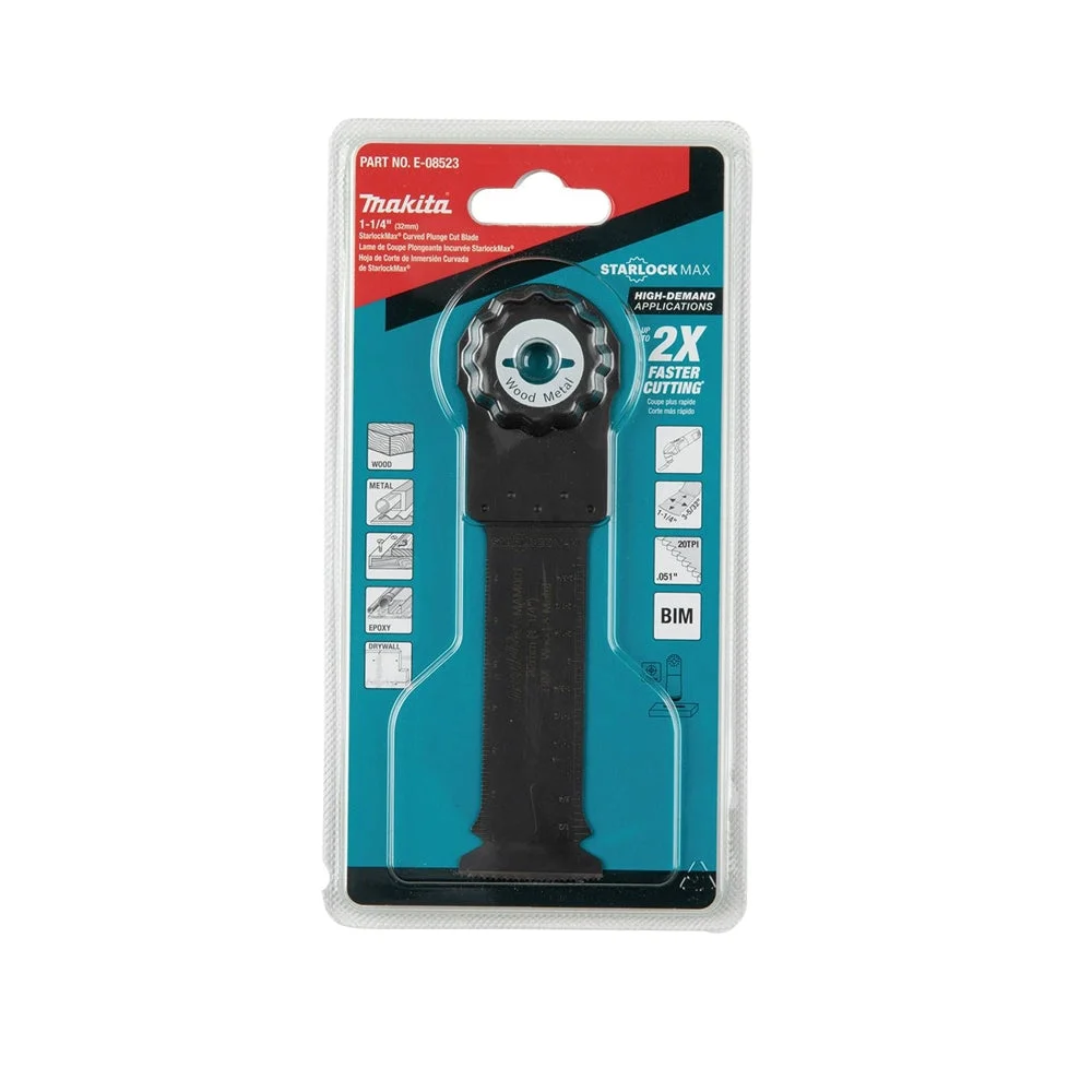 Makita E-08523 StarlockMax Oscillating Multi-Tool 1-1/4in. Bi-Metal Curved Plunge Cut Blade
