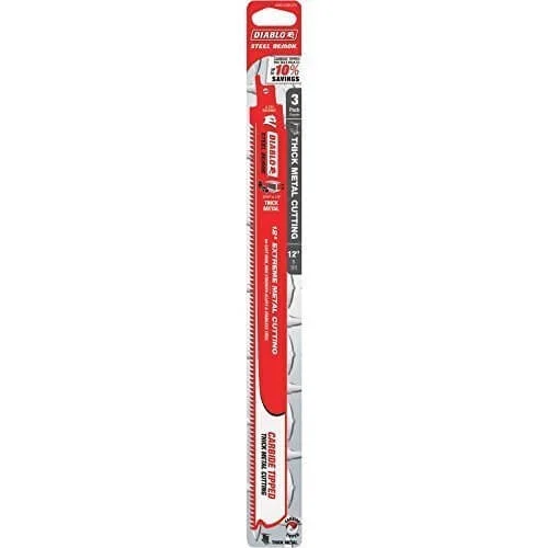 Diablo Tools 12" 8Tpi Steel Demon Carbide Teeth Reciprocating Saw Blade For Thick Metal (3-Pack)