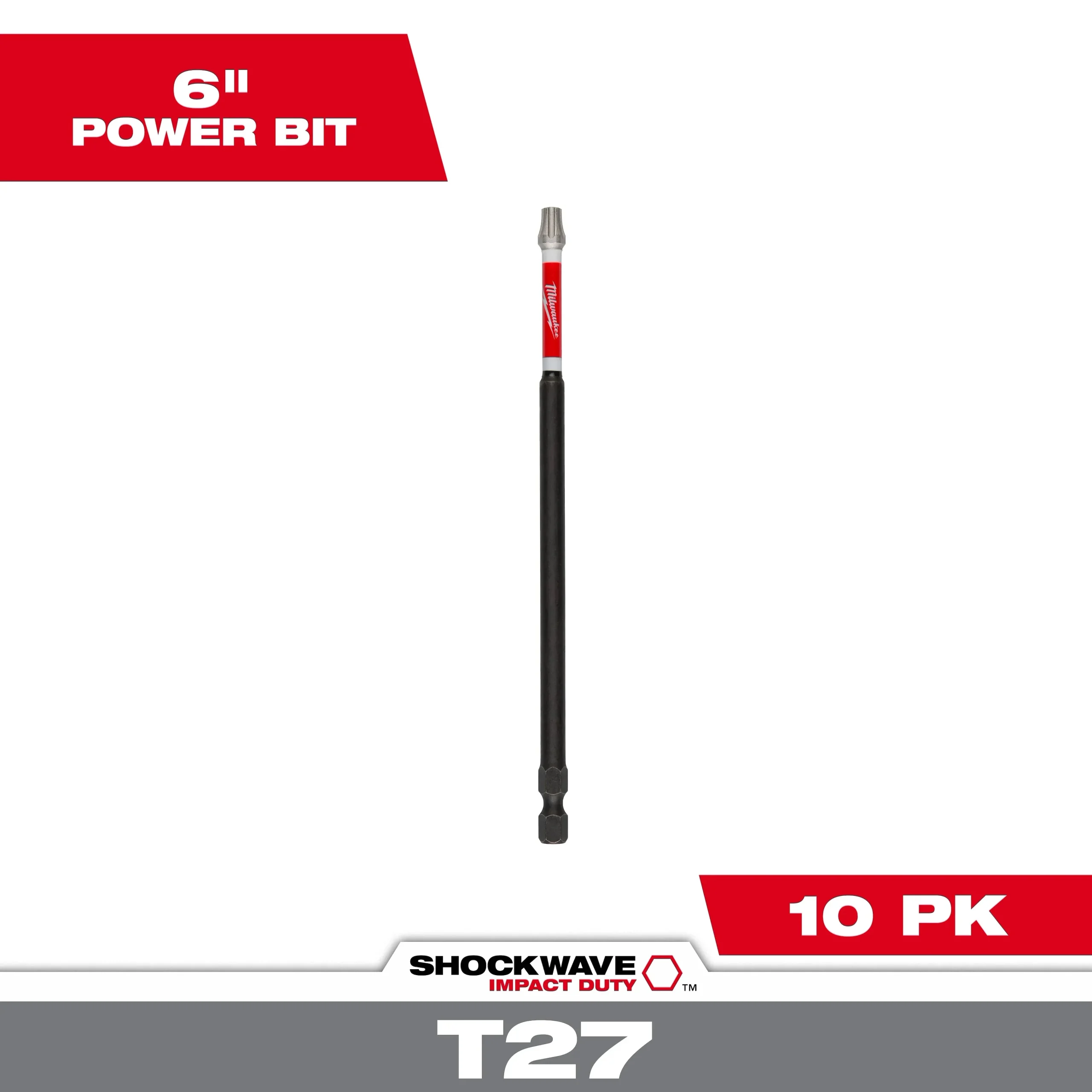 Milwaukee 48-32-4847 SHOCKWAVE 6 in. T27 Impact Power Bits-Bulk 10