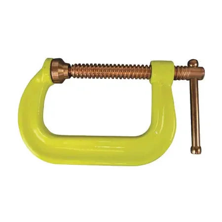 Bessey CDF402CHV C-clamp, drop forged, copper spindle, Hi Vis frame, 2 In. x 2 In., 3500 lb