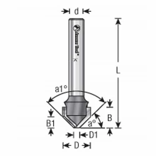 Amana Tool 45792 1/2 Inch 45 Degree'V' Groove Router Bit