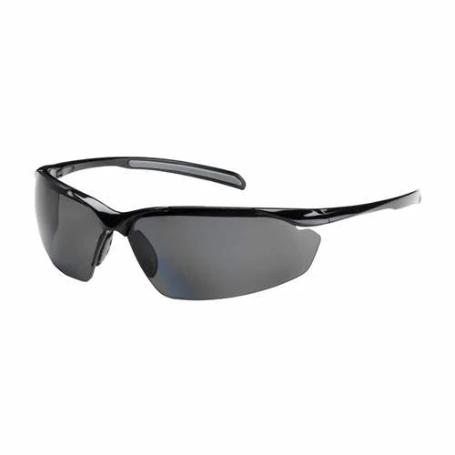 PIP 250-33-0041 Commander Eyewear, Polarized Gray Polycarbonate Lens, Anti-Scratch, Semi-Rimless, Gloss Black Frame, Non-Slip Nose And Temple Pads, 9.5 -12 Pack