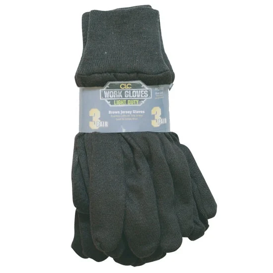 CLC Work Gear PK2008 Brown Jersey Gloves (3 pair/pack)