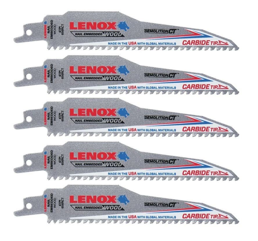 Lenox 1832162 5 Pack 6 Inch Reciprocating Blade 5 pack