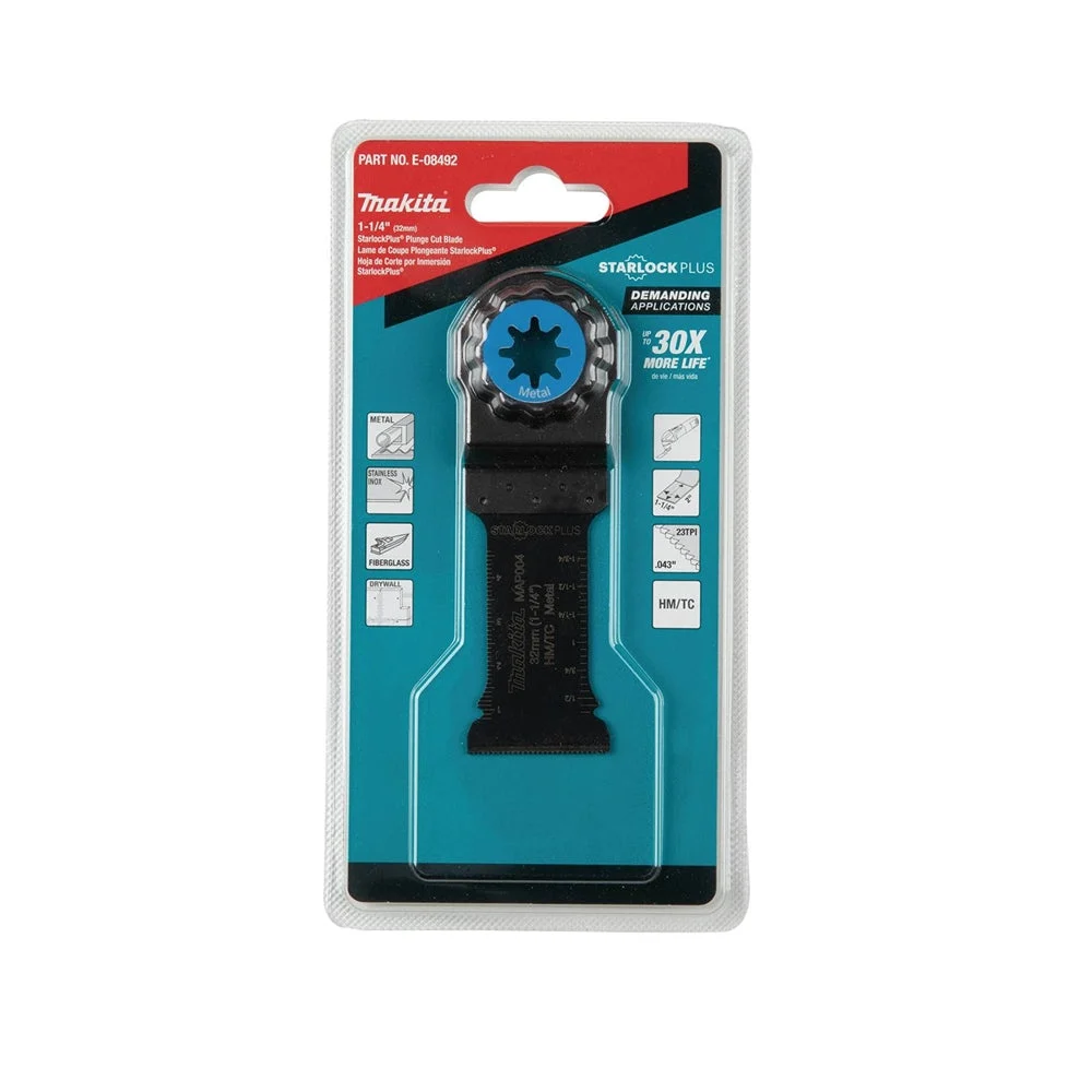 Makita E-08492 StarlockPlus Oscillating Multi-Tool 1-1/4in. Hard Metal with Tungsten Carbide Teeth Plunge Cut Blade for Metal Cutting
