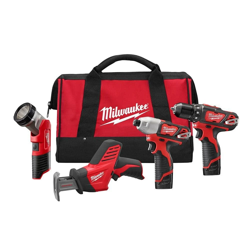 Milwaukee 2498-24 M12 Cordless Lithium-Ion 4 Tool Combo Kit