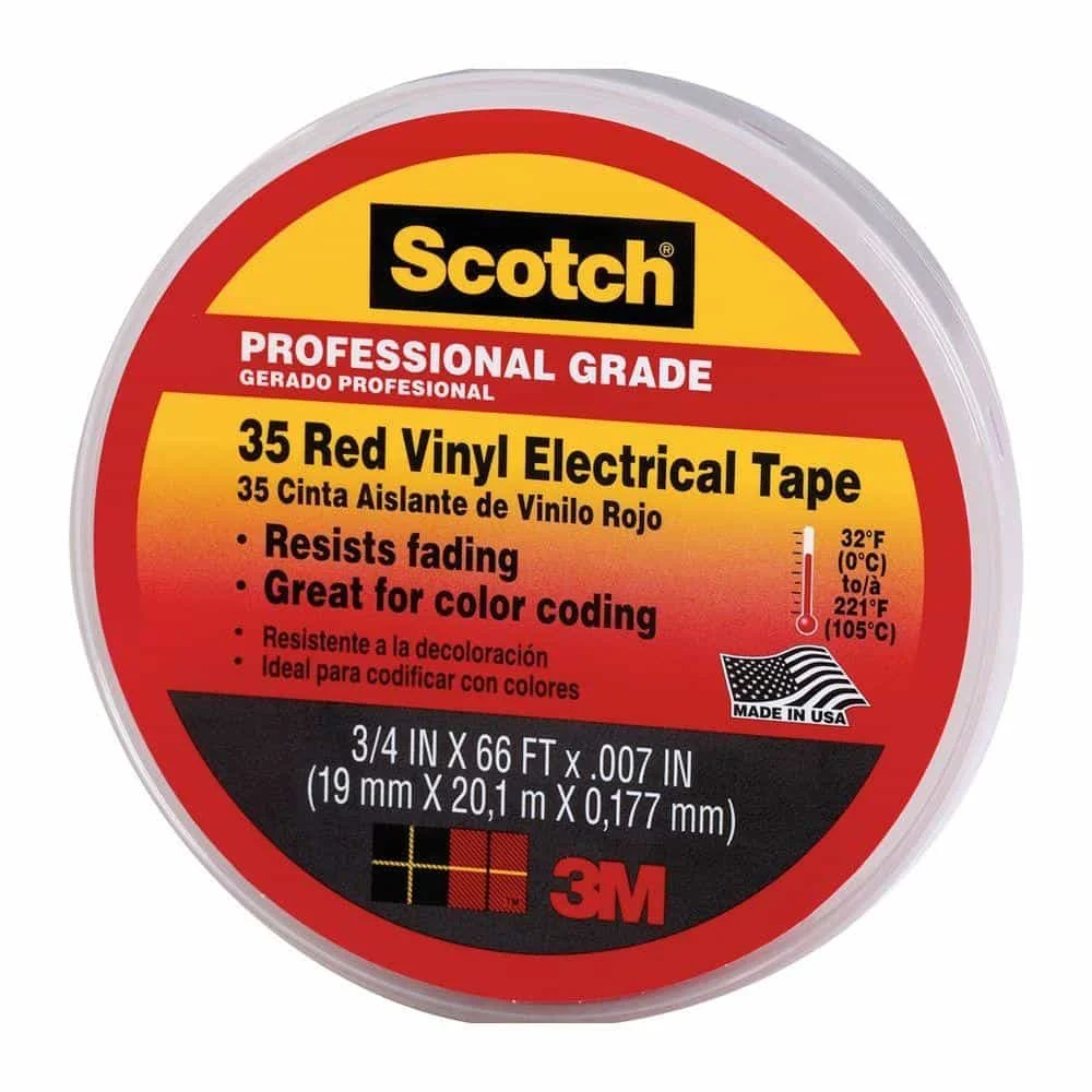 3M 3534RD Electrical Tape Red - 3/4" x 66 ft - 10 Pack