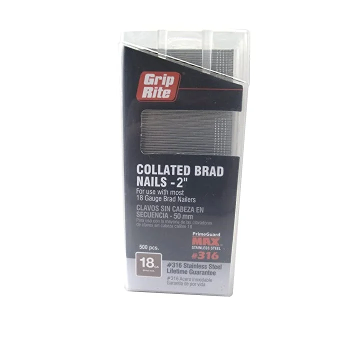 PrimeSource MAXB64901 2-inch 316 Stainless Steel 18-Gauge Brad Nail, 500 per Belt Clip