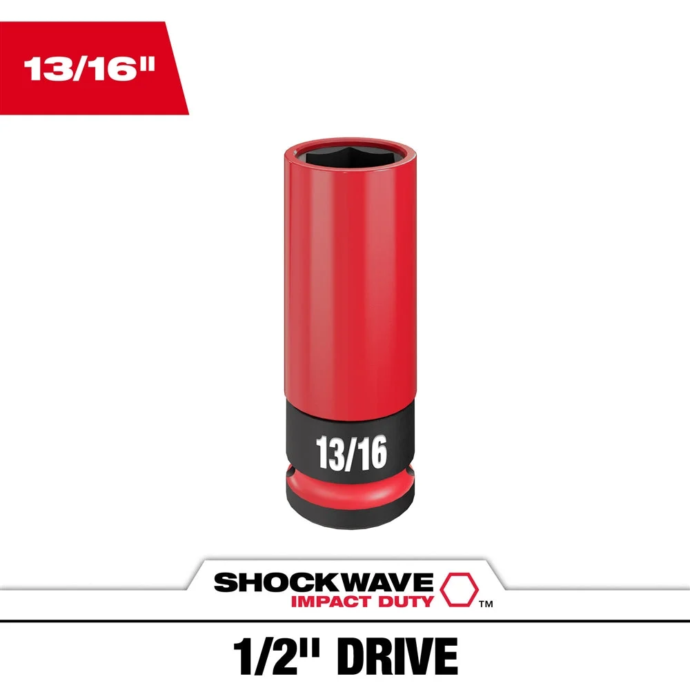 Milwaukee 49-66-7811 SHOCKWAVE Impact Duty 1/2 Drive 13/16" SAE Lug Nut Wheel Socket