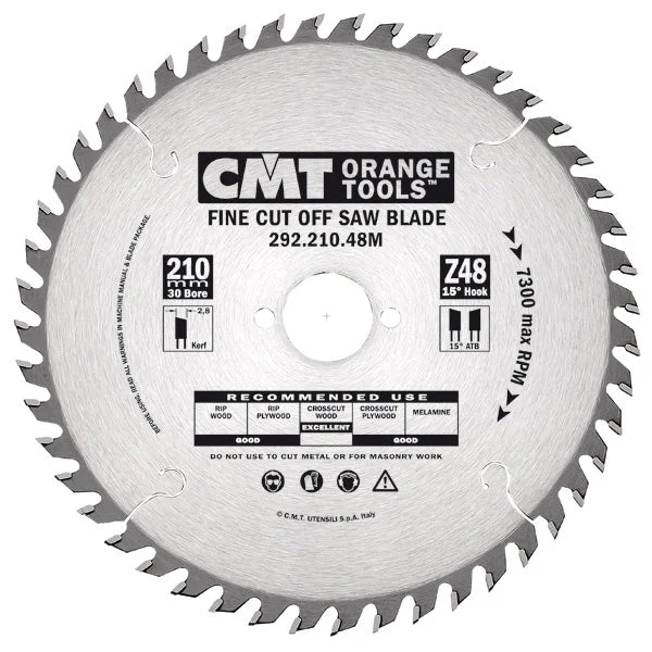CMT 292.160.40H Fine Cut-Off Saw Blade, 160mm (6-5/16-Inch) X 40 Teeth 15" ATB with 20mm Bore