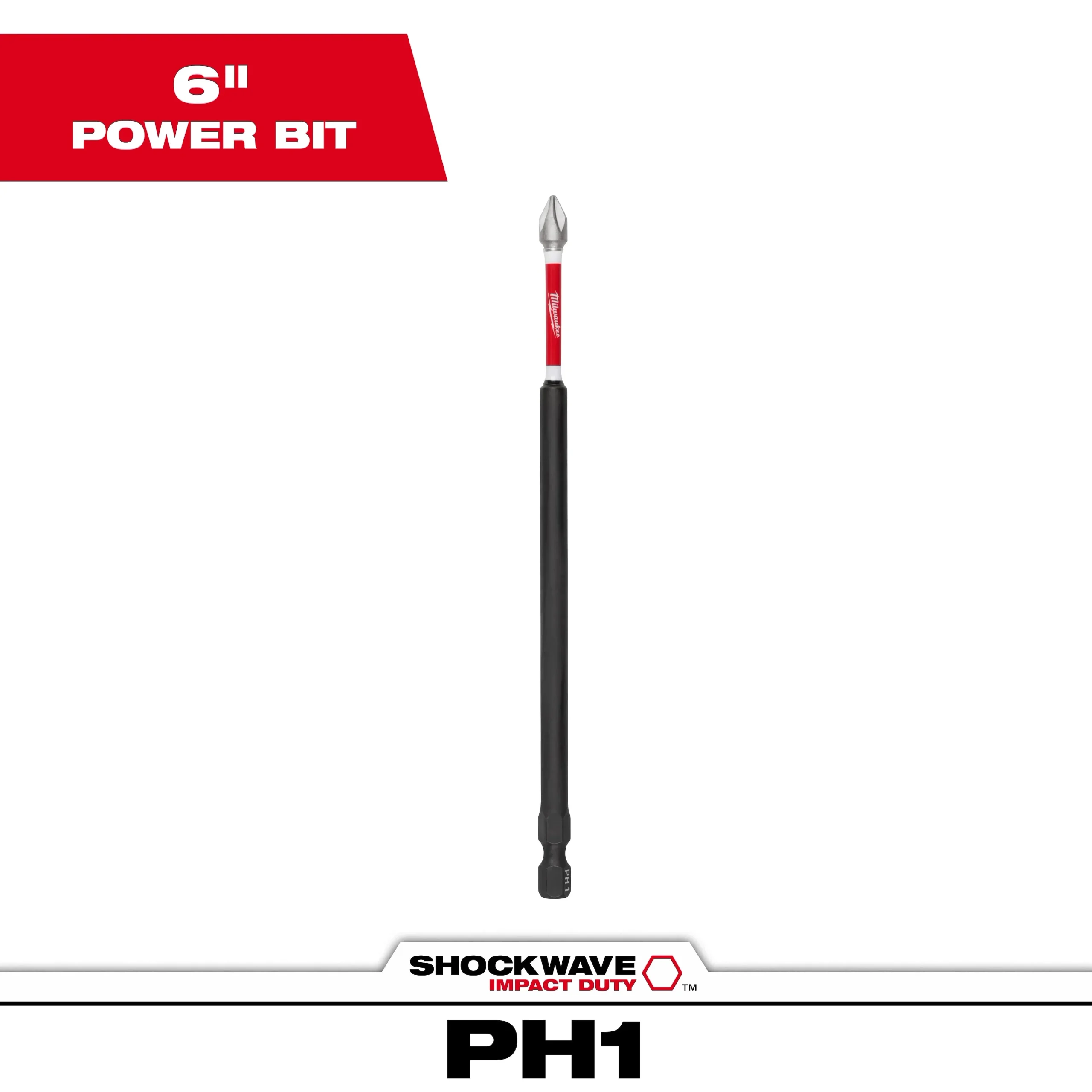 Milwaukee 48-32-4800 SHOCKWAVE 6 in. Phillips #1 Impact Driver Bit 3 Pack