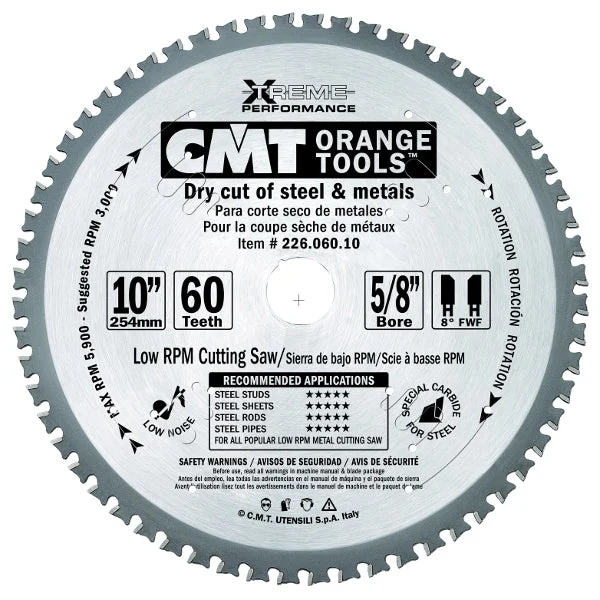 CMT 226.048.08M Dry Cut Steel Saw Blade, 8-1/4-Inch x 48 Teeth TCG Grind with 30mm Bore