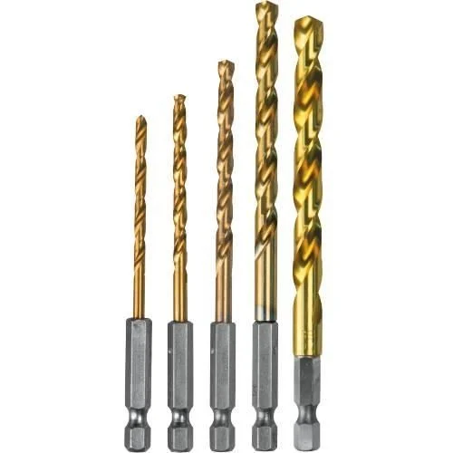 Makita D-35318 Hex Shank TiN Drill Bit Set, 5pk
