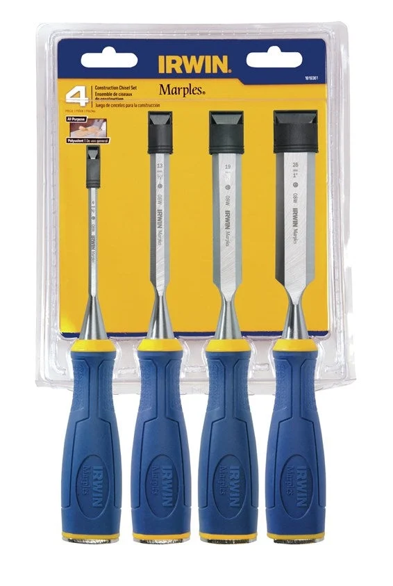 Irwin 1819361 4-Piece Construction Chisel Set1/4-Inch 1/2-Inch 3/4-Inch And 1-Inch)