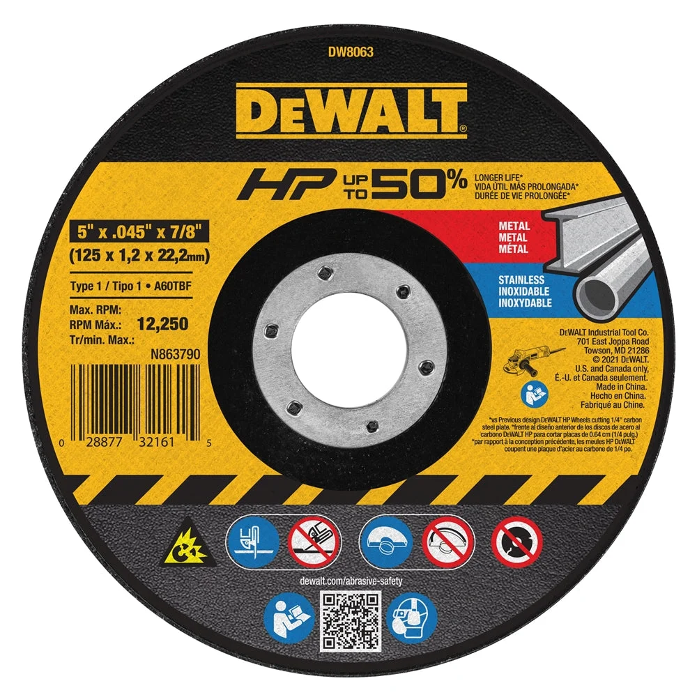 Dewalt Dw8062H 4-1/2 In. Diameter Cutting Wheel 10Pk