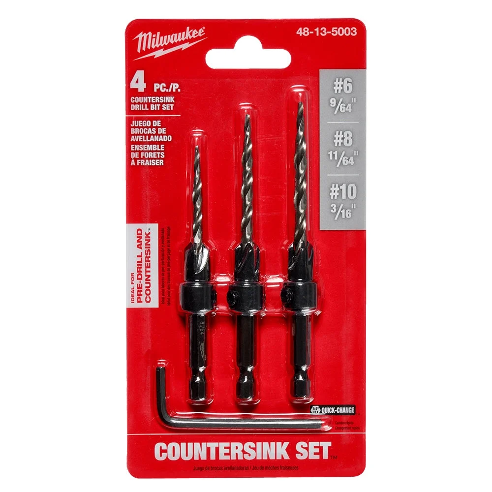 Milwaukee 48-13-5003 4 Pc Countersink Drill Bit Set