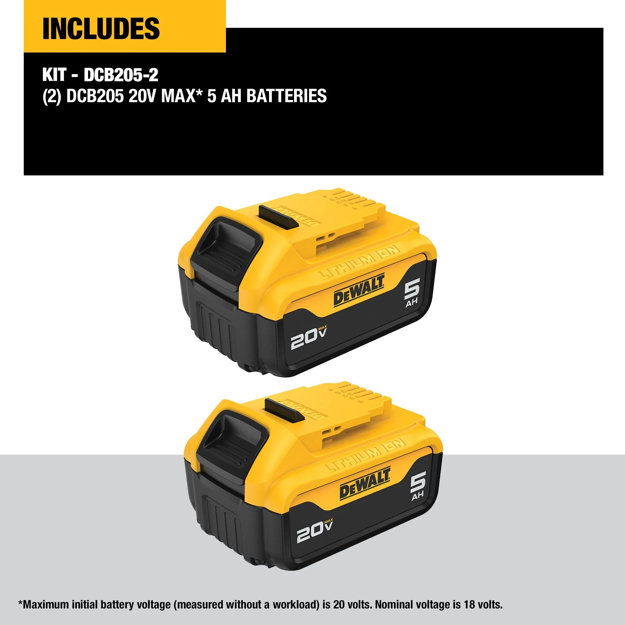 Dewalt Dcb205-2 20V Max 5.0 Ah Xr Battery 2 Pack