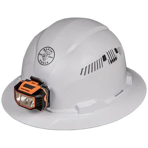 Klein 60407 Hard Hat, Vented Brim w/Headlamp