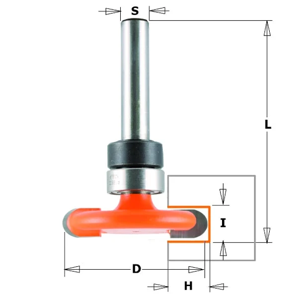 CMT 822.024.11B Flooring Router Bit, 1-1/4-Inch Diameter, 1/8-Inch Radius, 1/2-Inch Shank