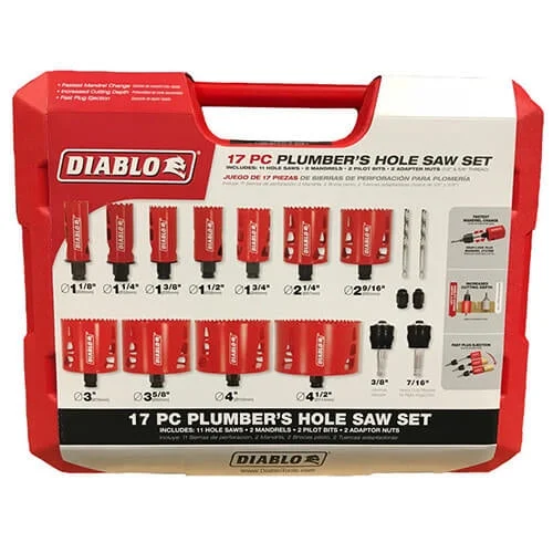 Diablo Tools 17 Pc Bi-Metal Hole Saw Set For Plumbers
