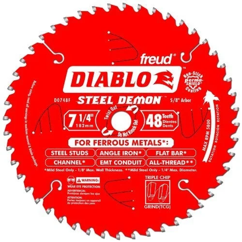 Diablo Tools 7-1/4" X 48-Teeth Steel Demon Cermet Ii Saw Blade For Medium Metal