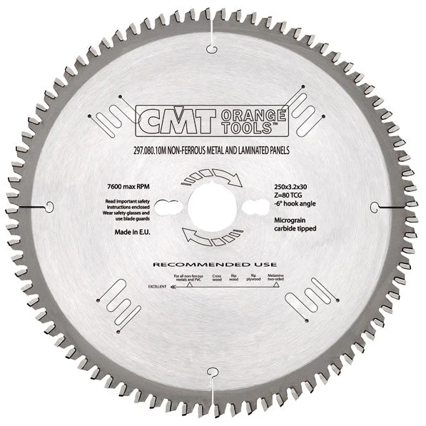 CMT 296.210.64M Non-Ferrous Metal, PVC & Melamine Blade, 8-1/4-Inch X 64 Teeth TCG Grind with 30mm Bore