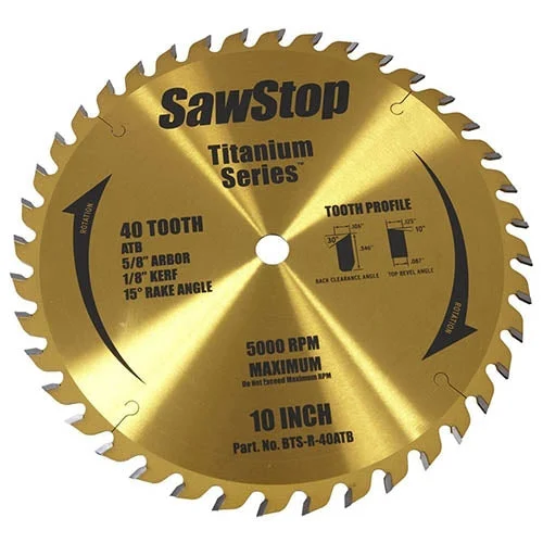 SawStop Titanium Series Premium Woodworking Blade - 40 Tooth