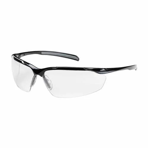 PIP 250-33-0020 Commander Eyewear, Clear Polycarbonate Lens, Anti-Scratch And Anti-Fog, Semi-Rimless, Gloss Black Frame, Non-Slip Nose And -12 Pack