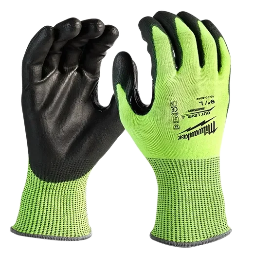 Milwaukee 12 Pk High Visibility Cut Level 4 Polyurethane Dipped